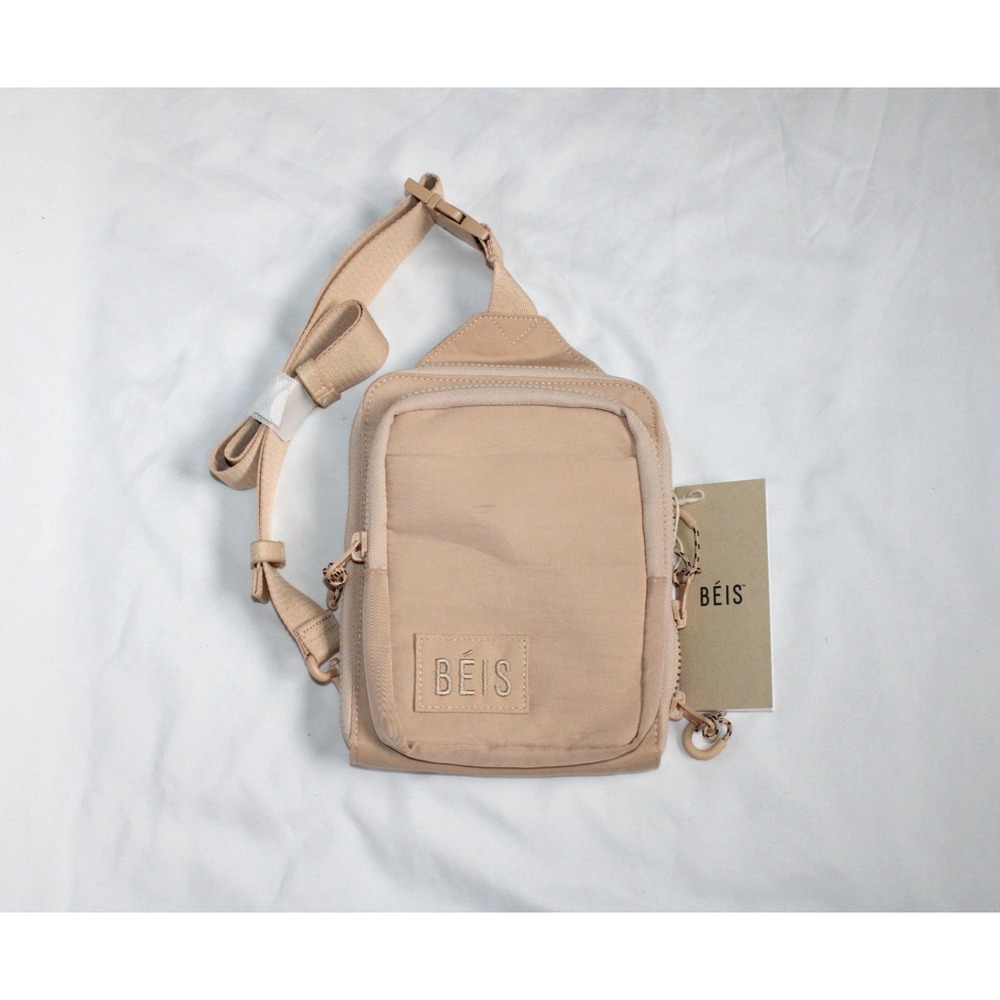 BEIS The All-In-One Sling Crossbody Bag Beige Hidden Water Bottle Pocket
